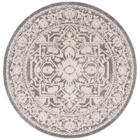 Safavieh Reflection Power Loomed Round Area Rug; Dark Grey & Cream - 6 ft.-7 in. x 6 ft.-7 in. RFT665B-7R
